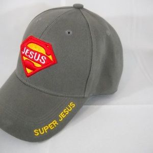 Super Jesus Grey Velcro Trucker Hat